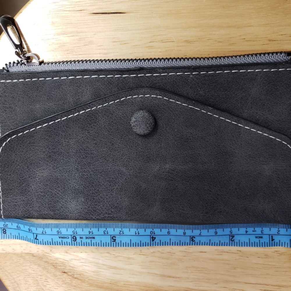 Slim faux suede wallet - dark grey - Picture 5 of 6